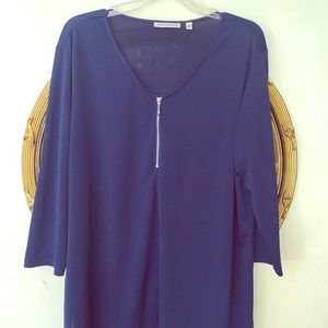 Blue zip top blouse